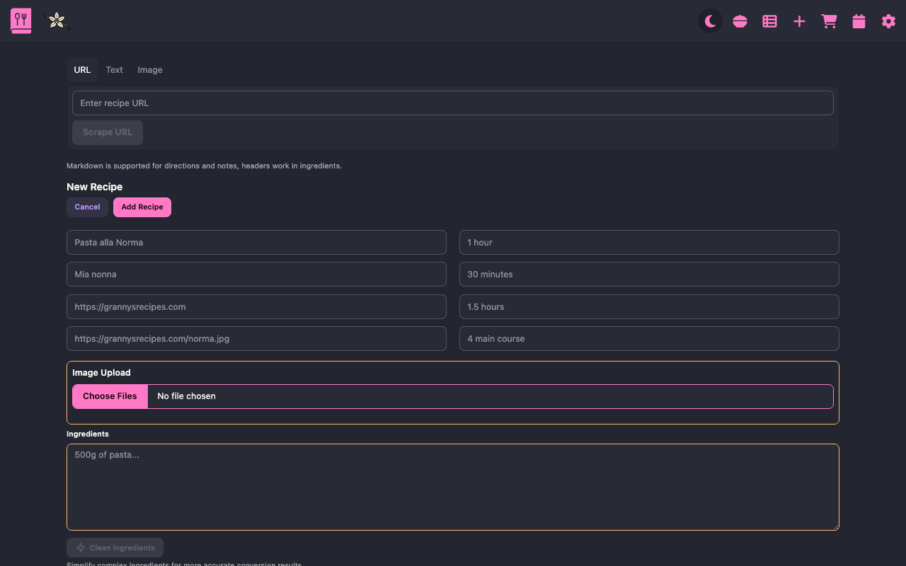 Recipe View Desktop